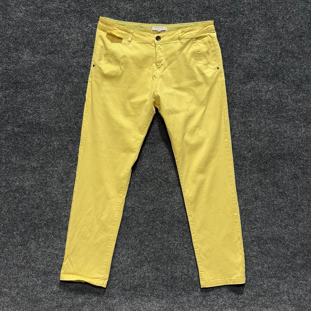 Gerard Darel Pants Womens 46 Yellow Twill Slim Straight Chino Stretch Casual